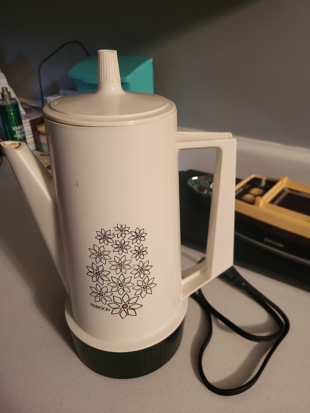 Vintage Robeson The 10 Cup Perc Coffee Maker Percolator Retro Flower Electric